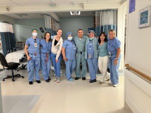 Dr. Sidal with the surgical team posing after their first surgery in the newly renovated Scripps Memorial Hospital La Jolla